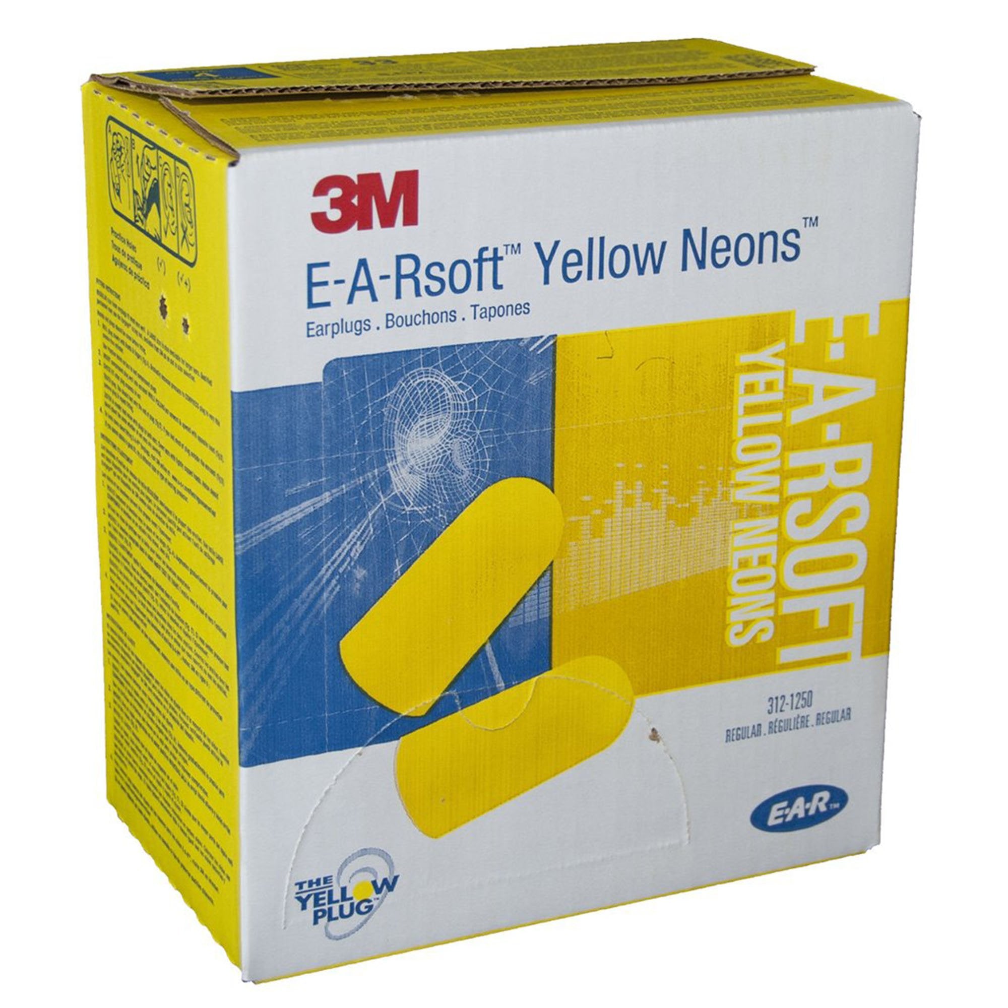 3M E-A-Rsoft Yellow Neons Ear Plugs Cordless One Size Fits Most Yellow (765622_CS) 2000/CS