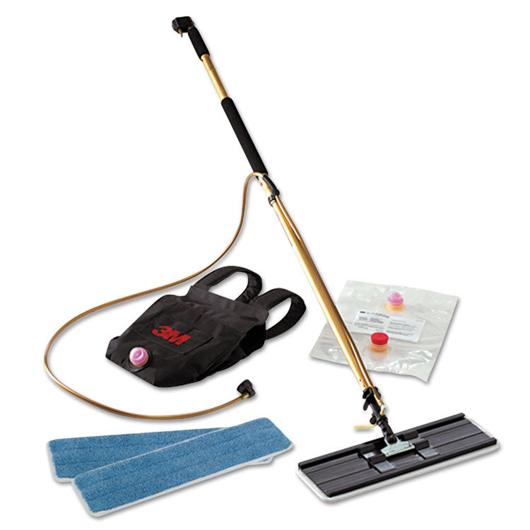 3M Easy Shine Applicator Kit, 18" Wide White Microfiber Head, 43" to 63" Gold/Black Aluminum Handle (MMM55433) Each
