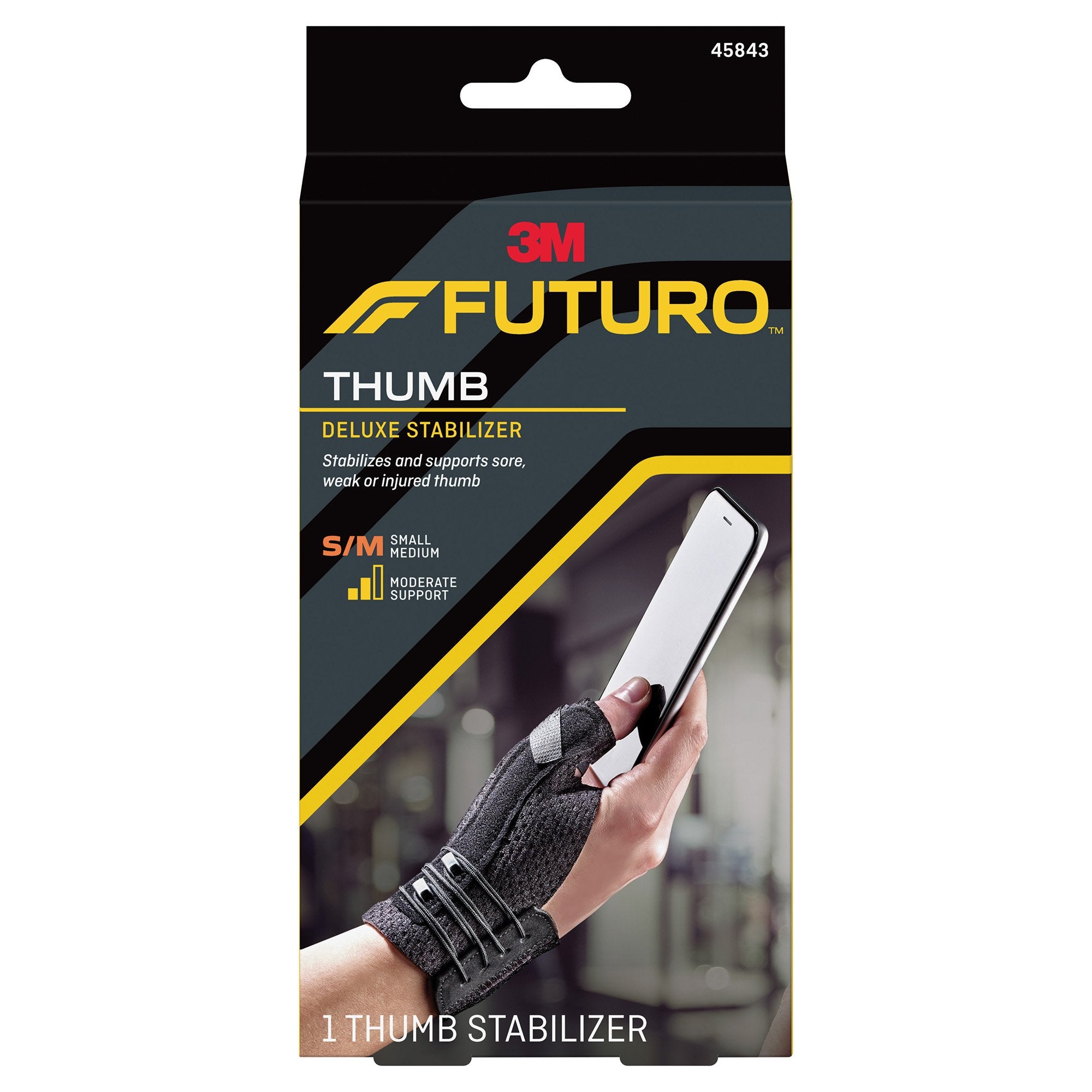 3M Futuro Deluxe Thumb Stabilizer Adult Small / Medium Lacing System Left or Right Hand Black (1124574_EA) 1/EA