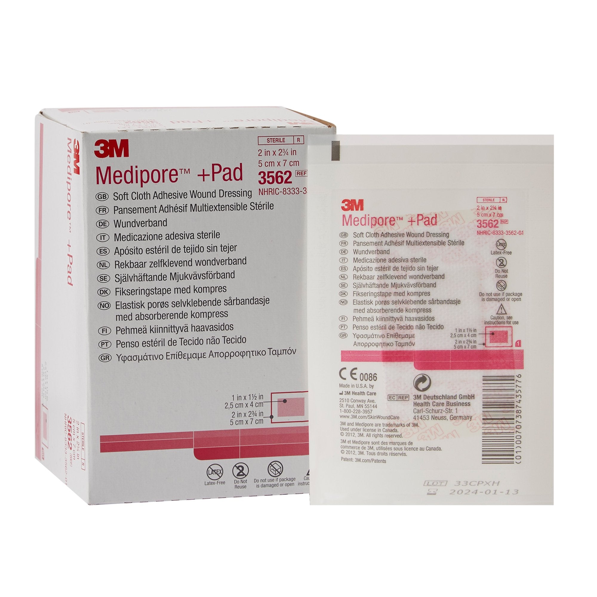 3M Medipore Composite Dressing 2 X 2-3/4 Inch Rectangle Sterile Nonwoven Backing (324093_CS) 200/CS