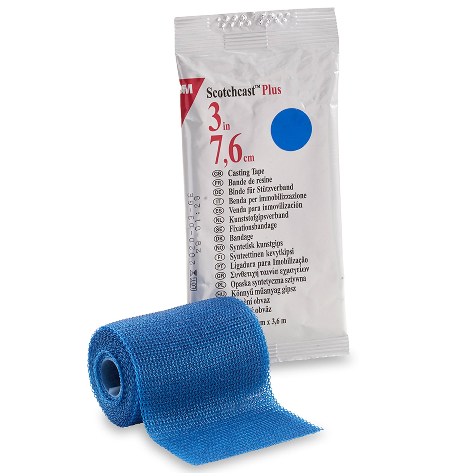 3M Scotchcast Plus Cast Tape 3 Inch X 12 Foot Fiberglass / Resin Blue (198266_BX) 10/BX