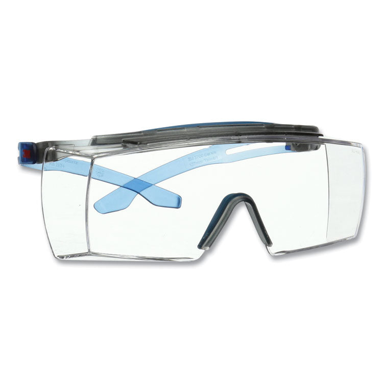 3M SecureFit Protective Eyewear, 3700 OTG Series, Blue Plastic Frame, Clean Polycarbonate Lens (MMMSF3701XSGAB) Each