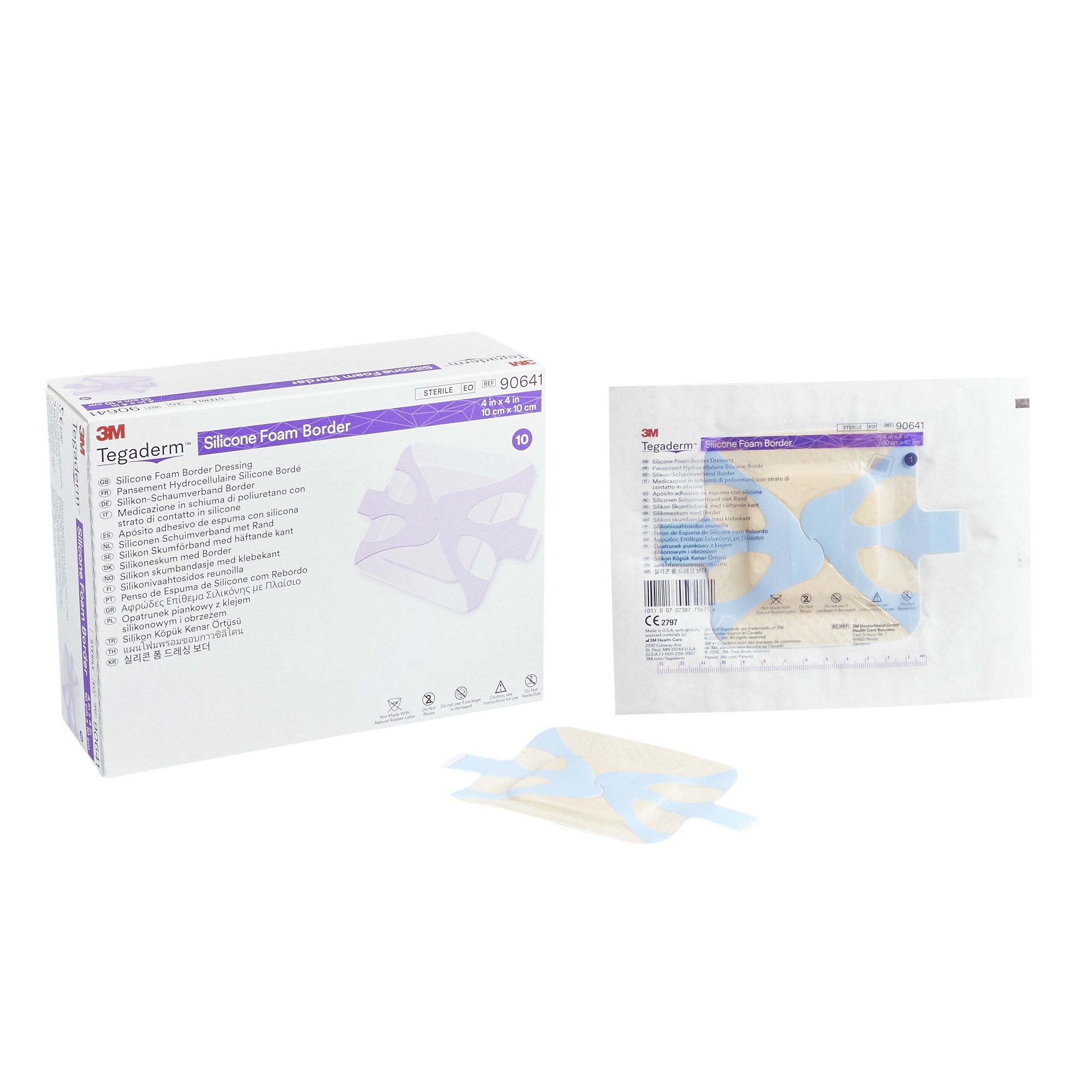 3M Tegaderm Foam Dressing 4 X 4 Inch With Border Film Backing Silicone Adhesive Square Sterile (842349_CS) 60/CS