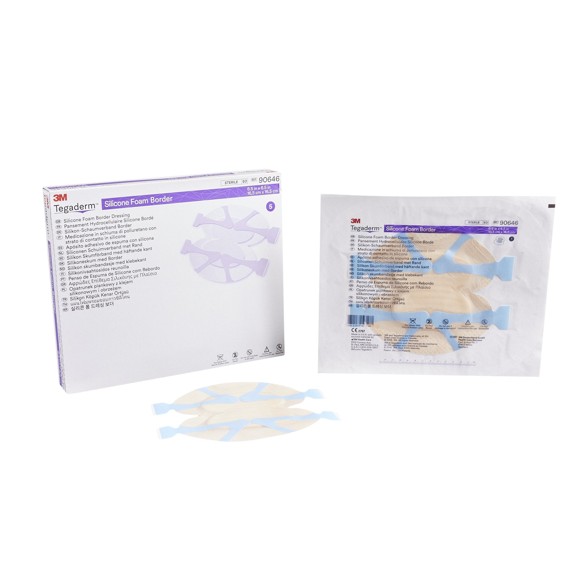 3M Tegaderm Foam Dressing 6-1/2 X 6-1/2 Inch With Border Film Backing Silicone Adhesive Heel / Contour Sterile (1078887_CS) 20/CS