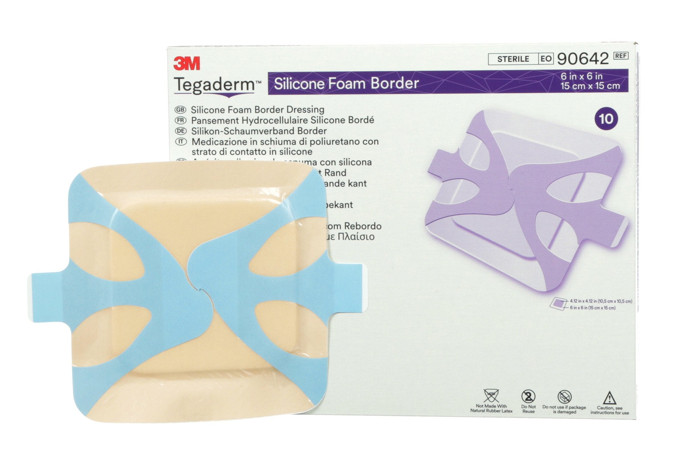 3M Tegaderm Foam Dressing 6 X 6 Inch With Border Film Backing Silicone Adhesive Square Sterile (842346_CS) 40/CS