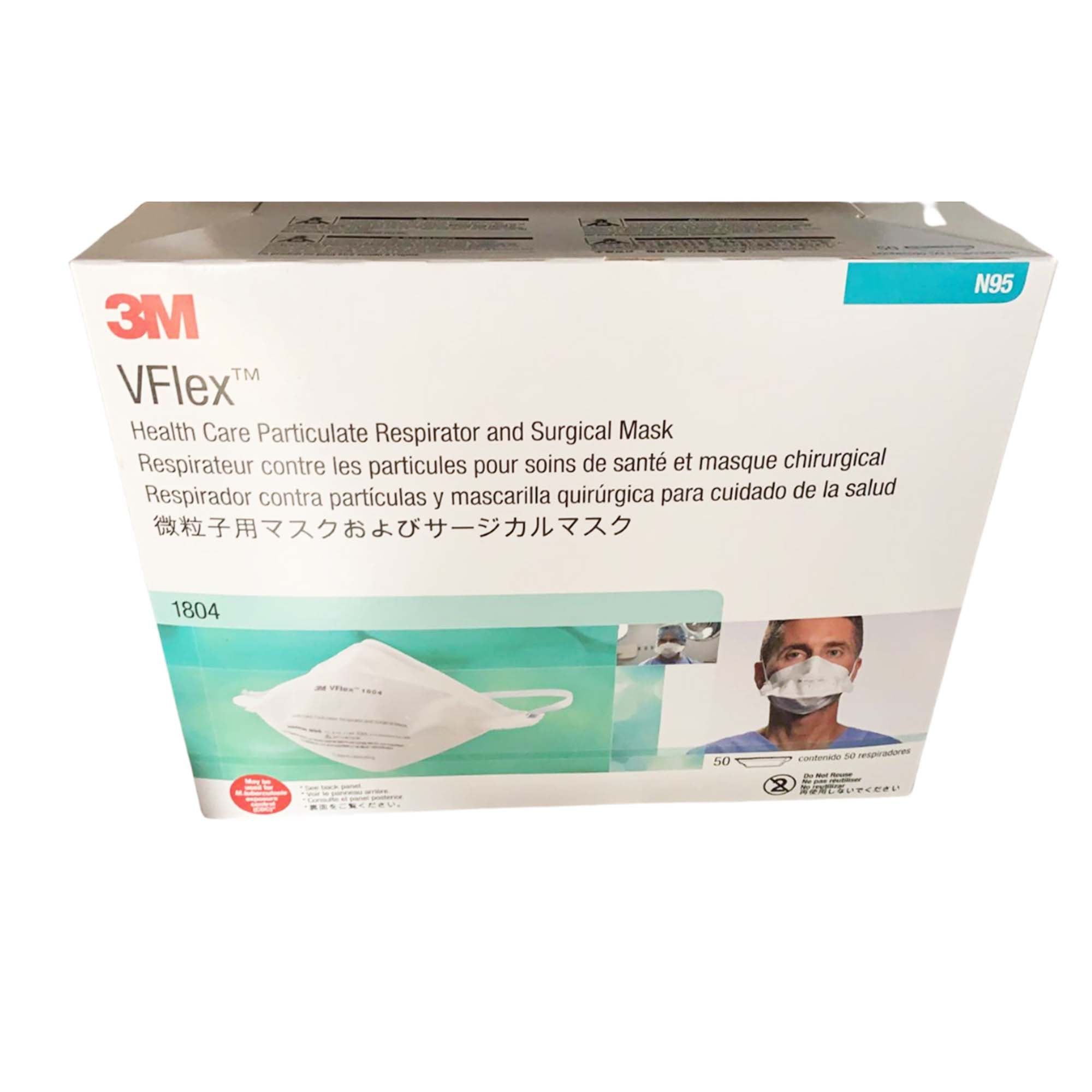 3M VFlex Particulate Respirator / Surgical Mask Medical N95 ASTM F1862 Elastic Strap One Size Fits Most (1110513_BX) 50/BX