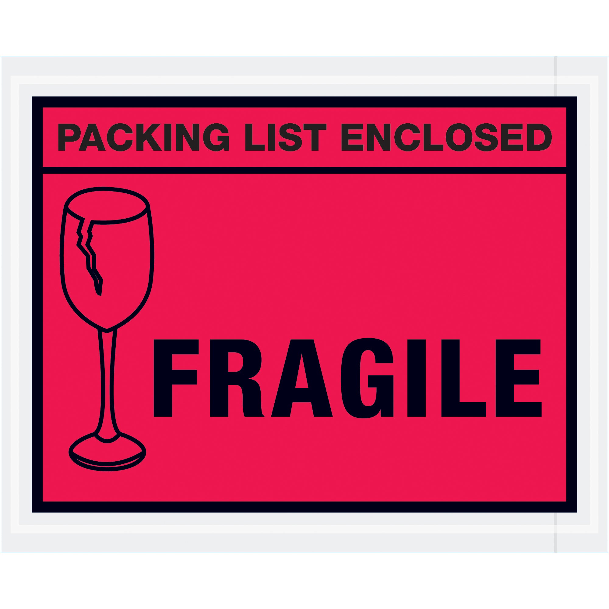 4 1/2 x 5 1/2" Red "Packing List Enclosed - Fragile" Envelopes (PL493) Case Of 1000