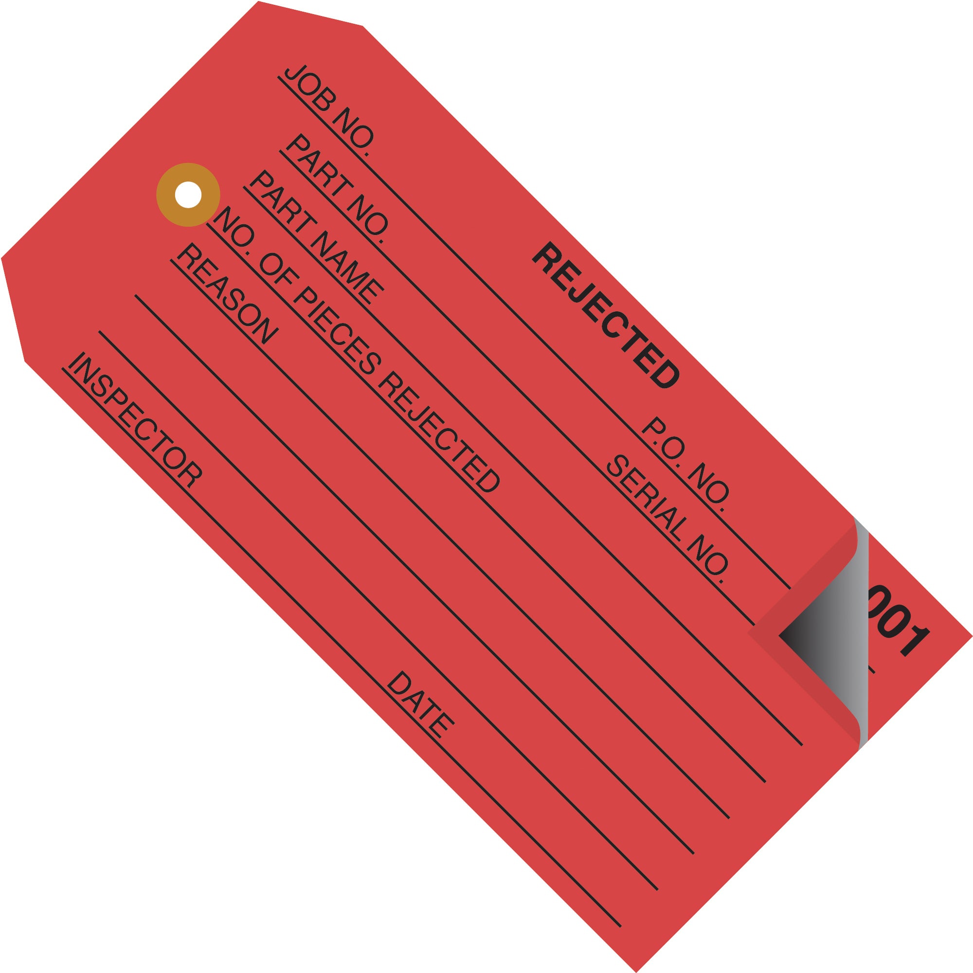 4 3/4 x 2 3/8" - "Rejected" Inspection Tags 2 Part - Numbered 000 - 499 (G21021) Case Of 500