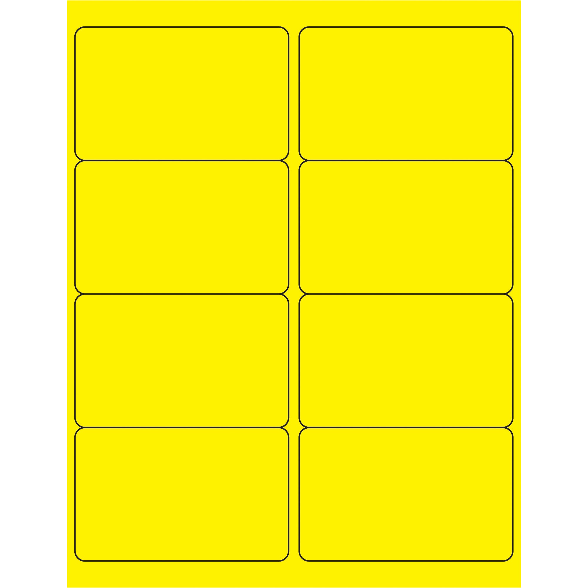 4 x 2 1/2" Fluorescent Yellow Rectangle Laser Labels (LL179YE) Case Of 800