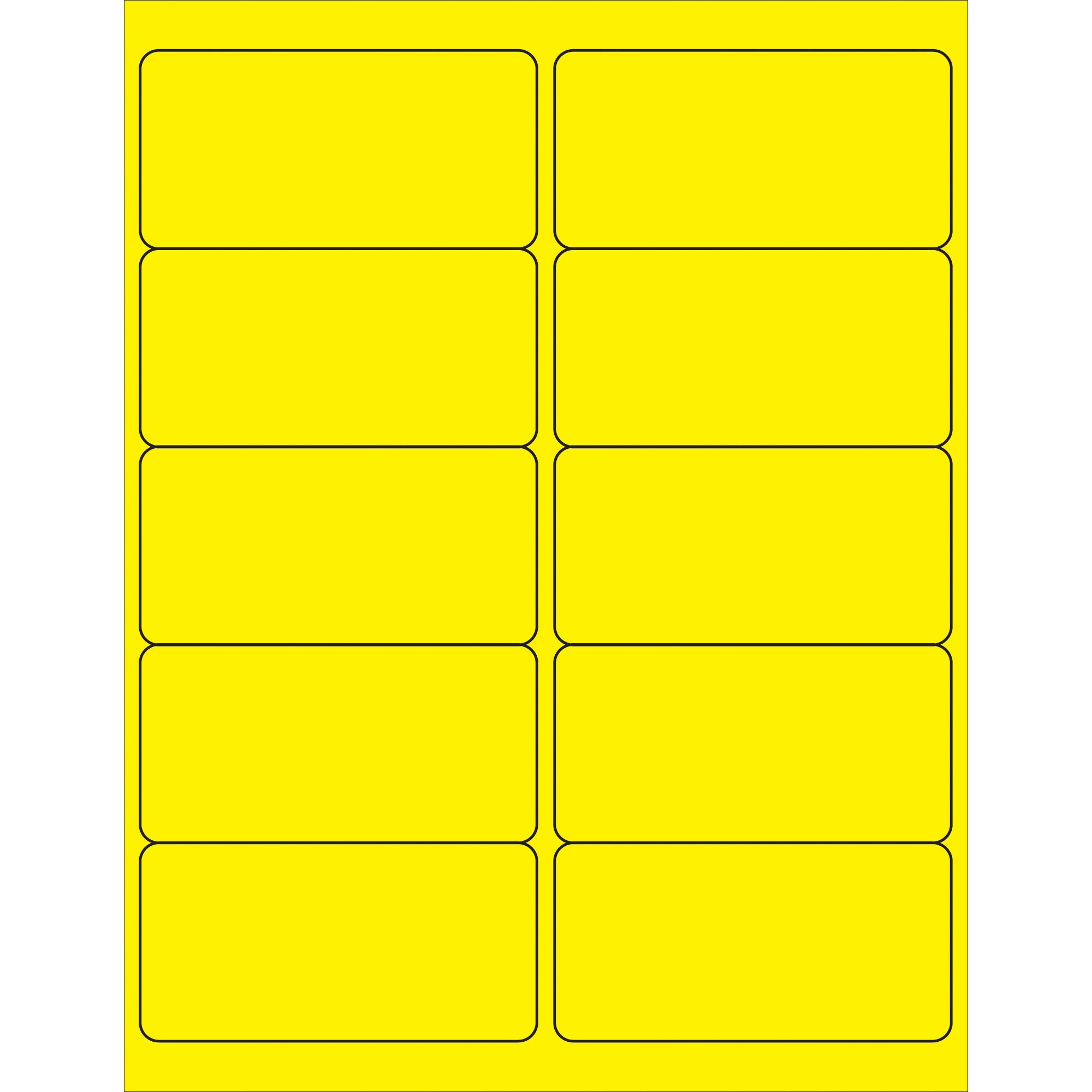 4 x 2" Fluorescent Yellow Rectangle Laser Labels (LL178YE) Case Of 1000