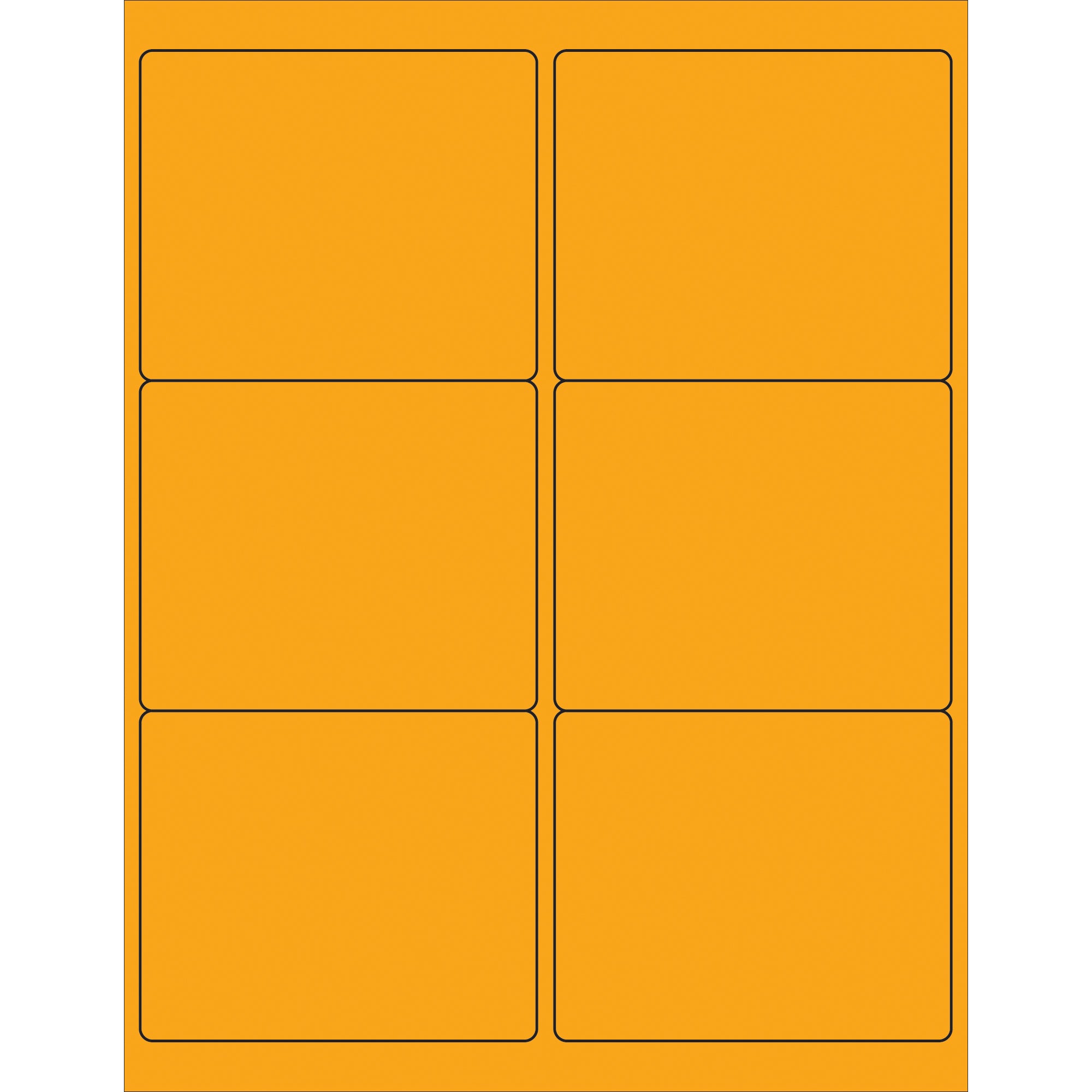 4 x 3 1/3" Fluorescent Orange Rectangle Laser Labels (LL180OR) Case Of 600