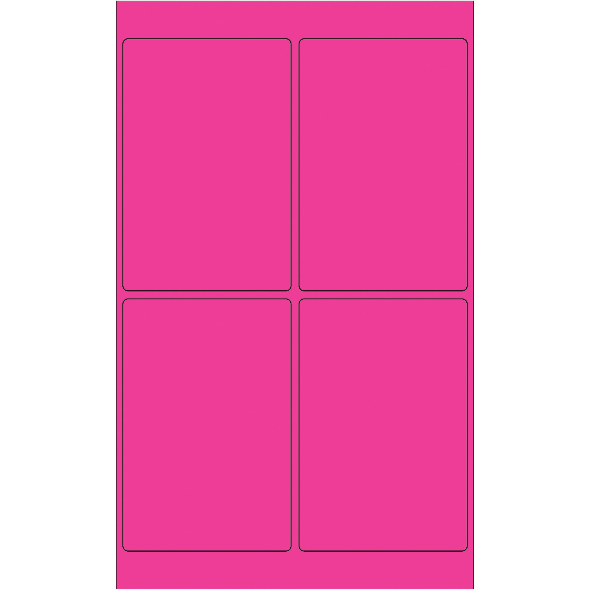 4 x 6" Fluorescent Pink Rectangle Laser Labels (LL186PK) Case Of 400