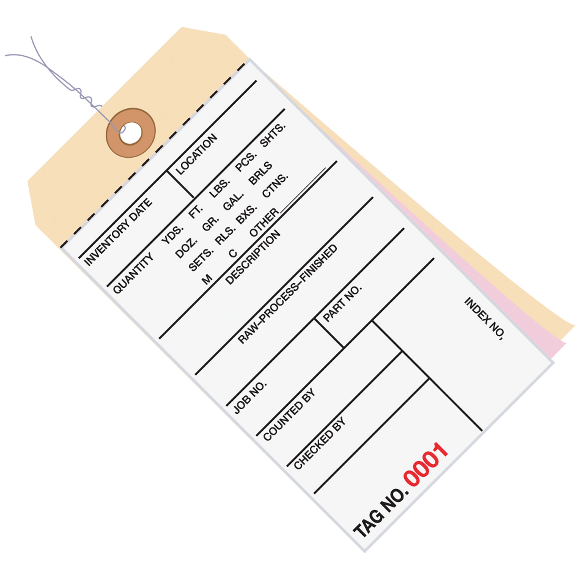 6 1/4 x 3 1/8" - (8500-8999) Inventory Tags 3 Part Carbonless #8 - Pre-Wired (G16183) Case Of 500