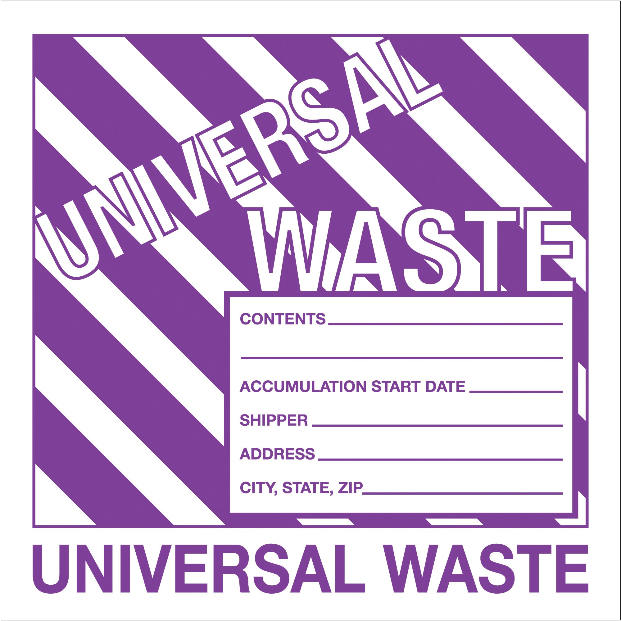 6 x 6" - "Universal Waste" Labels (DL1303) Roll Of 500