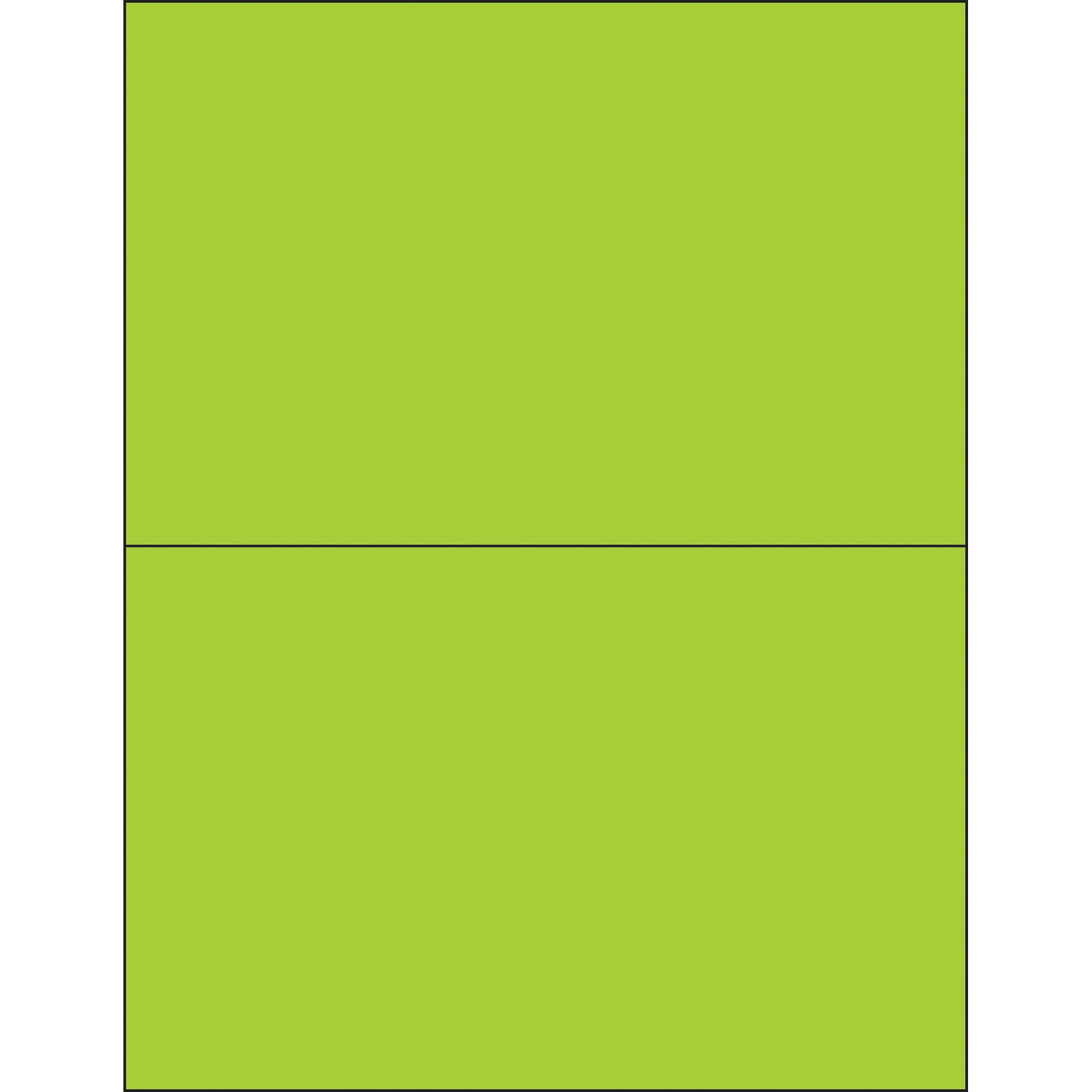 8 1/2 x 5 1/2" Fluorescent Green Removable Rectangle Laser Labels (LL415GN) Case Of 200