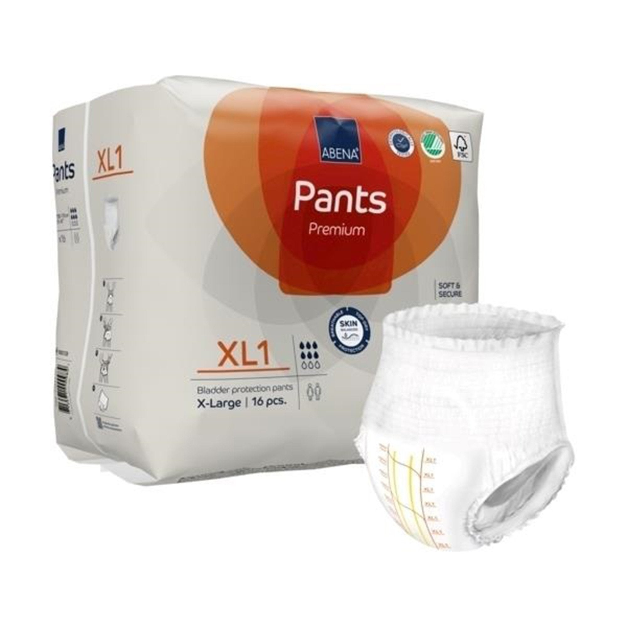 Abena Premium Pants XL1 Unisex Adult Absorbent Underwear Pull On with Tear Away Seams X-Large Disposable Heavy Absorbency (1218236_PK) 16/PK