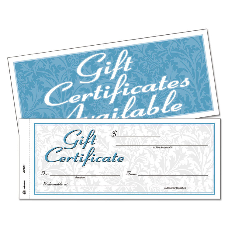 Adams Gift Certificates with Envelopes, 8 x 3.4, White/Canary, 25/Book (ABFGFTC1) Pack of 25