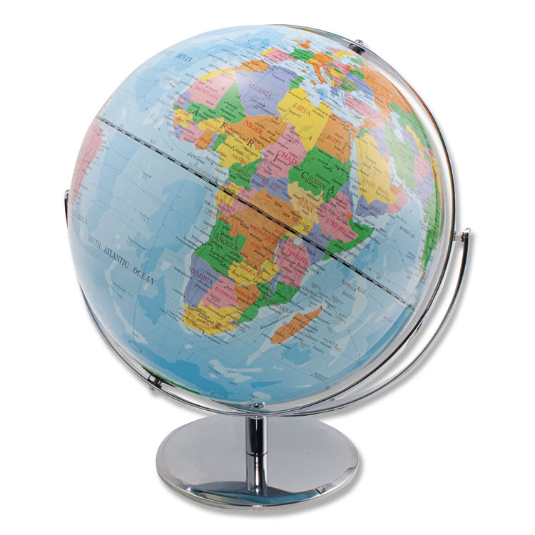 Advantus 12-Inch Globe with Blue Oceans, Silver-Toned Metal Desktop Base, Full-Meridian (AVT30502) Each