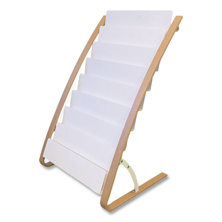 Alba Literature Floor Display Rack, 22.8 x 19.69 x 36.61, White/Woodgrain (ABADDEXPO8WBC) Each