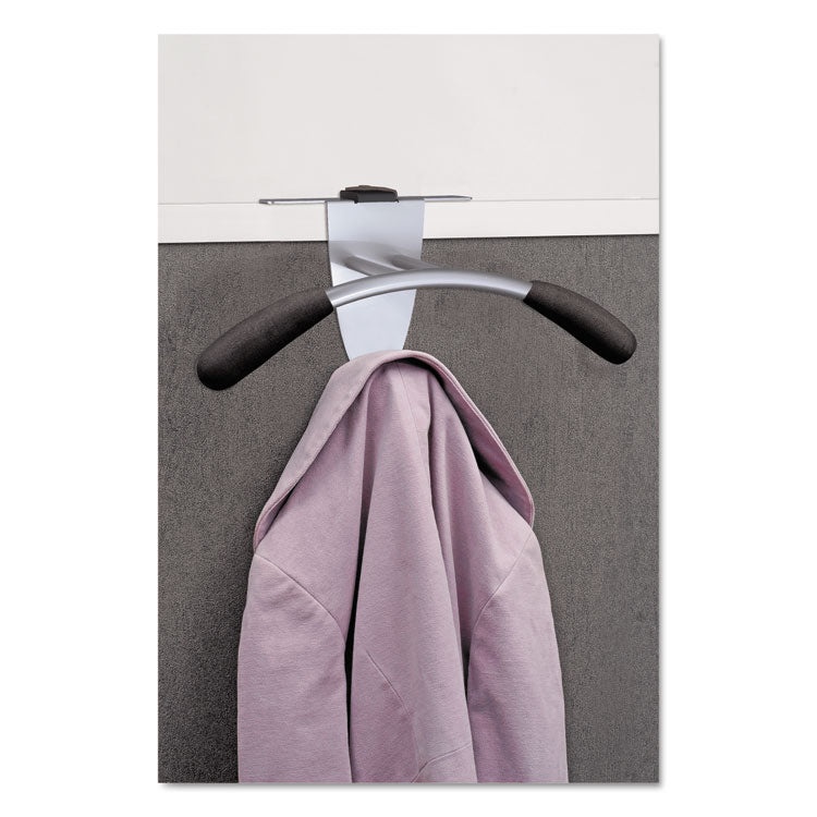 Alba Hanger Shaped Partition Coat Hook, Metal/Foam/ABS, Silver/Black (ABAPMMOUSPART) Each
