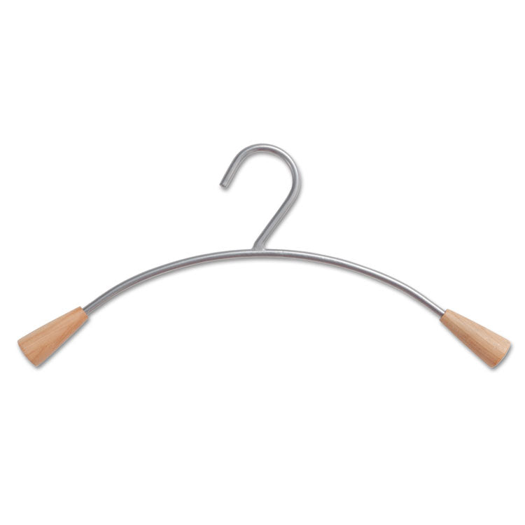 Alba Metal and Wood Coat Hangers, 16.8", Metallic Gray/Mahogany, 6/Set (ABAPMCIN6) Set of 6