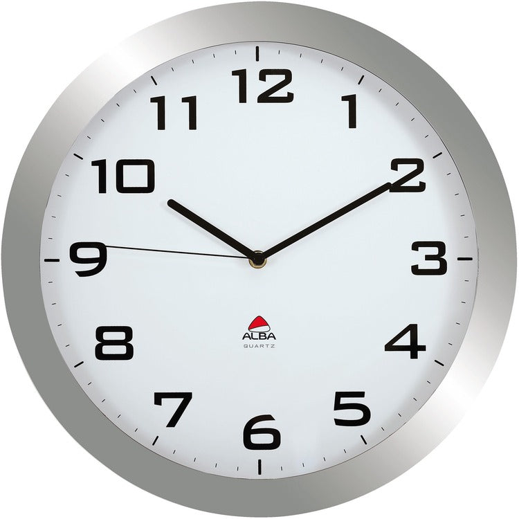 Alba Wall Clock, Analog, Quartz, Metallic Gray, Classic Style (ABAHORISSIMOM) Each