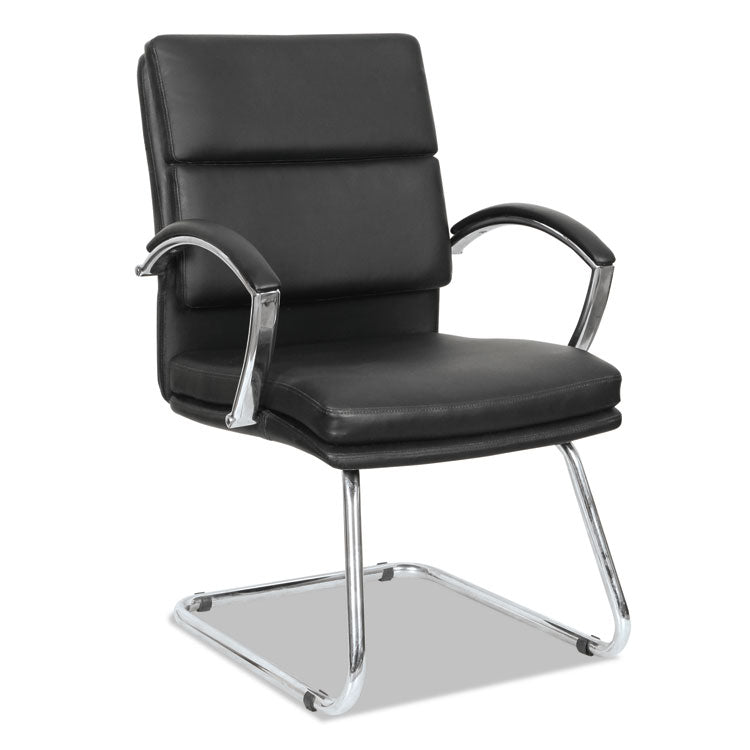 Alera Alera Neratoli Slim Profile Stain-Resistant Faux Leather Guest Chair, 23.81" x 27.16" x 36.61", Black Seat/Back, Chrome Base (ALENR4319) Each