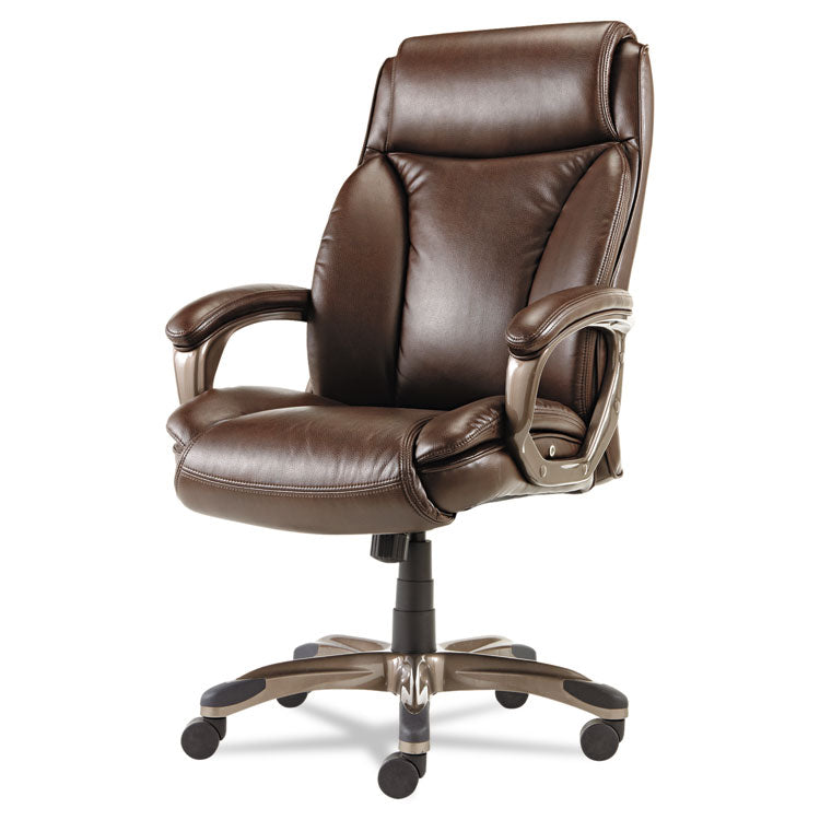 Alera Alera Veon Series Executive High-Back Bonded Leather Chair, Supports Up to 275 lb, Brown Seat/Back, Bronze Base (ALEVN4159) Each