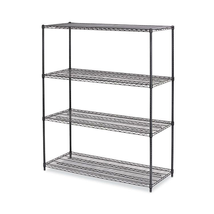 Alera All-Purpose Wire Shelving Starter Kit, Four-Shelf, 60w x 24d x 72h, Black Anthracite Plus (ALESW206024BA) Each