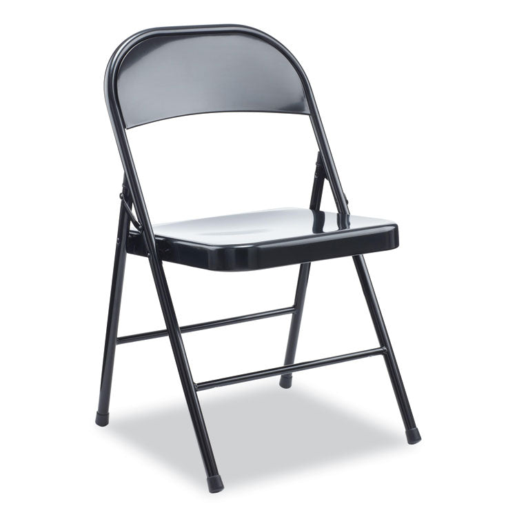 Alera Armless Steel Folding Chair, Supports Up to 275 lb, Black Seat, Black Back, Black Base, 4/Carton (ALECA941) Case of 4