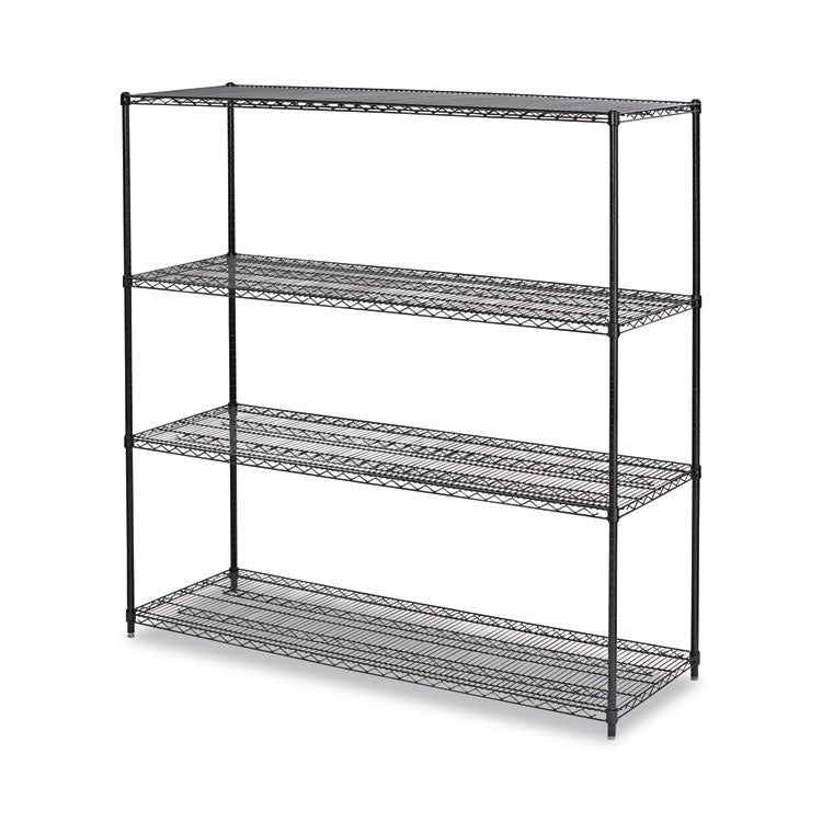 Alera BA Plus Wire Shelving Kit, Four-Shelf, 72w x 24d x 72h, Black Anthracite Plus (ALESW207224BA) Each