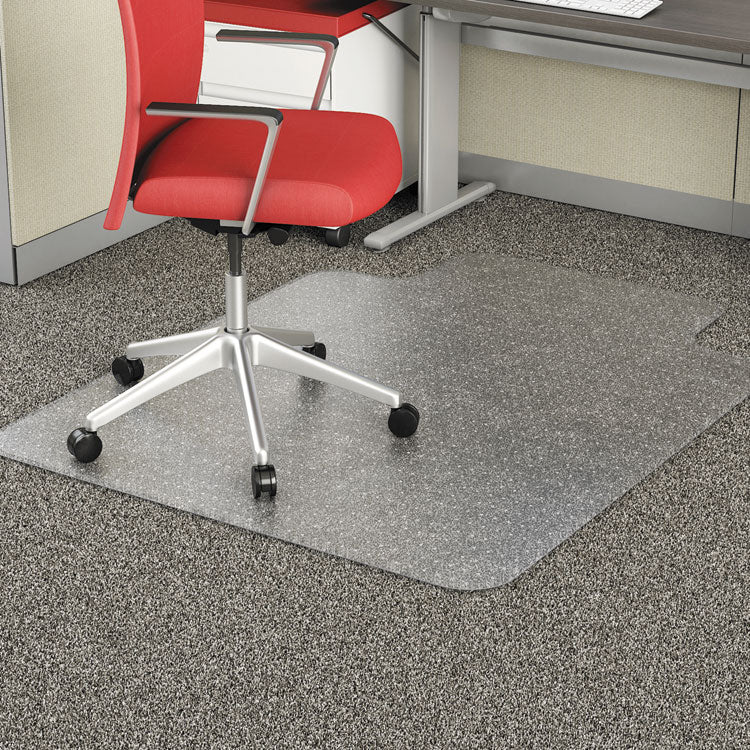 Alera Occasional Use Studded Chair Mat for Flat Pile Carpet, 45 x 53, Wide Lipped, Clear (ALEMAT4553CFPL) Each