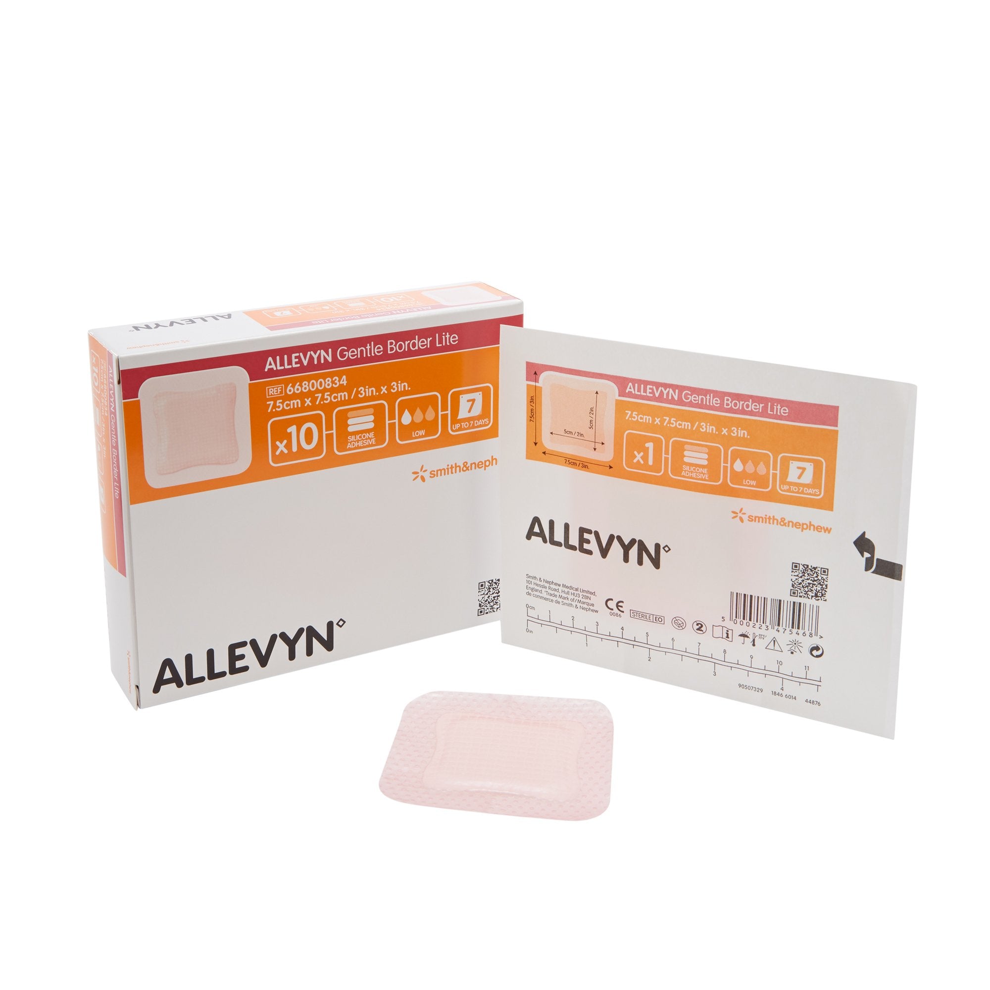 Allevyn Gentle Border Lite Thin Foam Dressing 3 X 3 Inch With Border Film Backing Silicone Gel Adhesive Square Sterile (767990_EA) 1/EA
