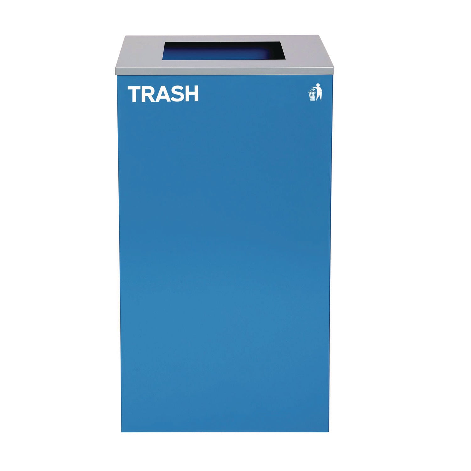 Alpine Industries 29 Gallon Trash/Recycling Cans, Steel, Blue Trash Can with Square Lid (ALH4450KITBLUST) Each