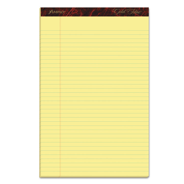 Ampad Gold Fibre Quality Writing Pads, Wide/Legal Rule, 50 Canary-Yellow 8.5 x 14 Sheets, Dozen (TOP20030) 1 Dozen