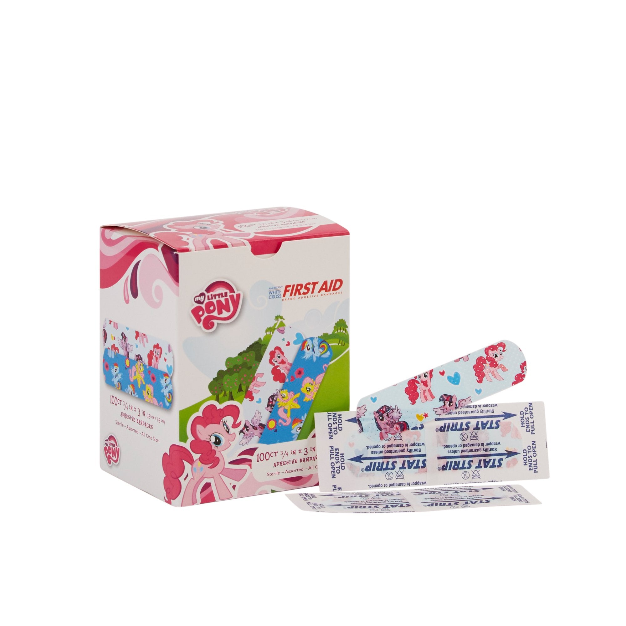 American White Cross Stat Strip Adhesive Strip 3/4 X 3 Inch Plastic Rectangle Kid Design (My Little Pony) Sterile (980583_CS) 1200/CS