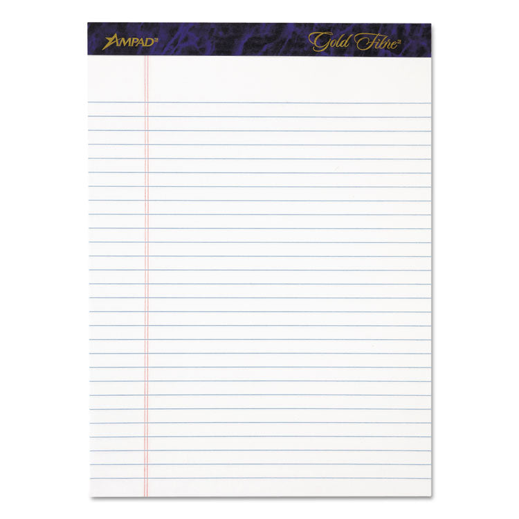 Ampad Gold Fibre Writing Pads, Wide/Legal Rule, 50 White 8.5 x 11.75 Sheets, 4/Pack (TOP20031) Pack of 4