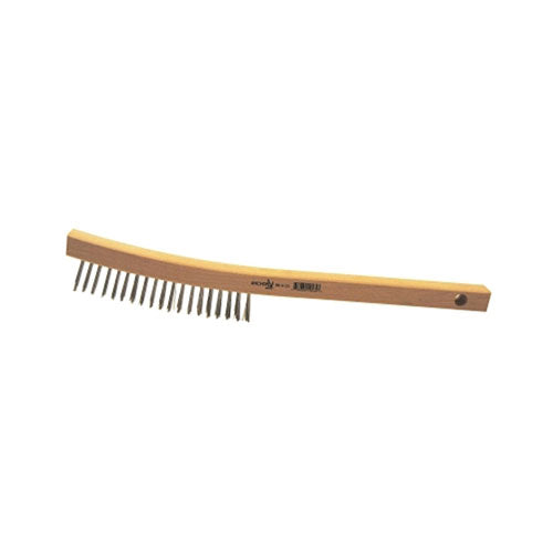 Anchor Brand Hand Scratch Brush, 3 x 19 Rows, Stainless Steel Wire, Curved Wood Handle (102-BW-9103) Each