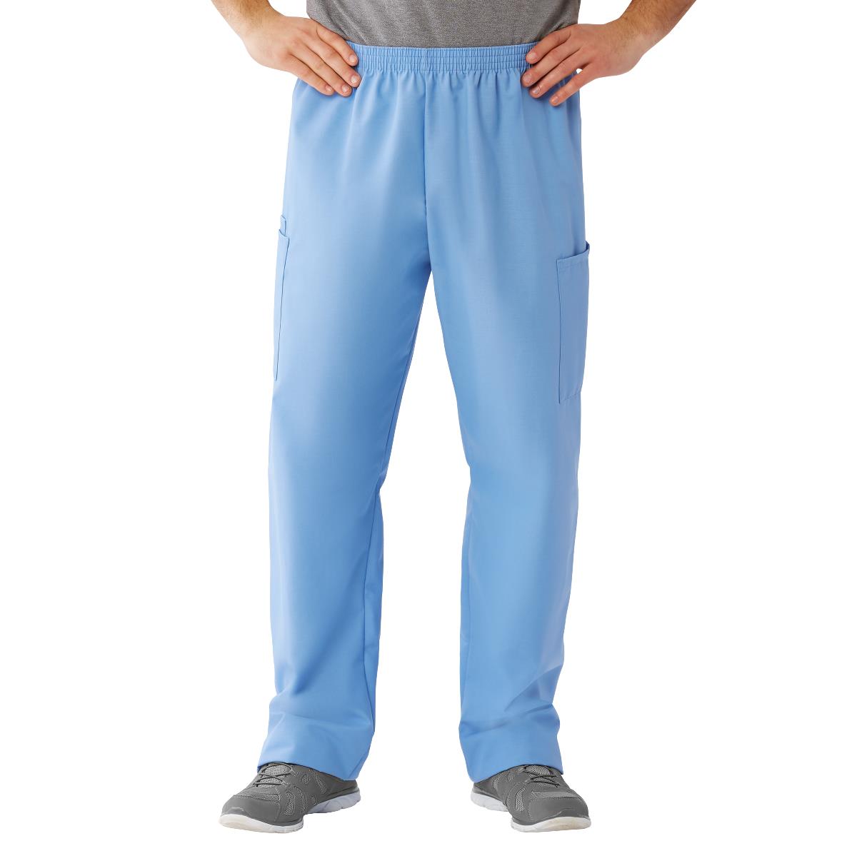 AngelStat Unisex Cargo Scrub Pants with Elastic Waist, Ceil Blue, Regular Inseam, Size 5XL, 1 EA (674NTH5XLM) Each