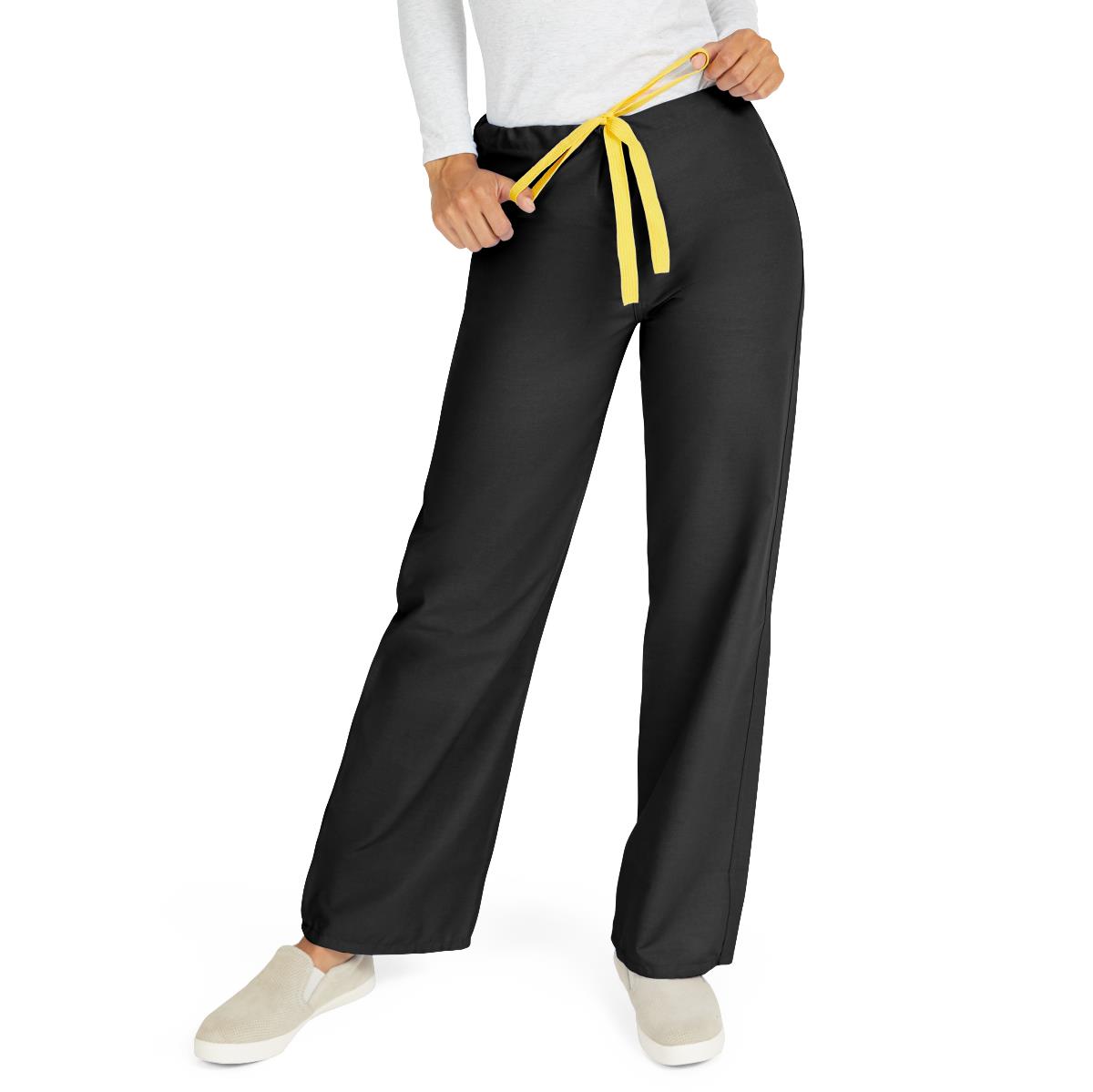 AngelStat Unisex Reversible Scrub Pants with Drawstring Waist, Black, Size L, Color Code, 1 EA (600BLKL-CM) Each
