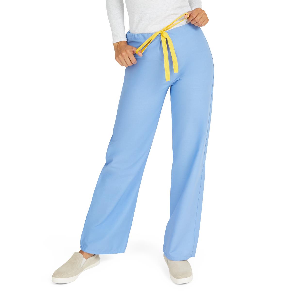 AngelStat Unisex Reversible Scrub Pants with Drawstring Waist, Ceil Blue, Size M, Color Coding, 1 EA (M600NTHM-CM) Each