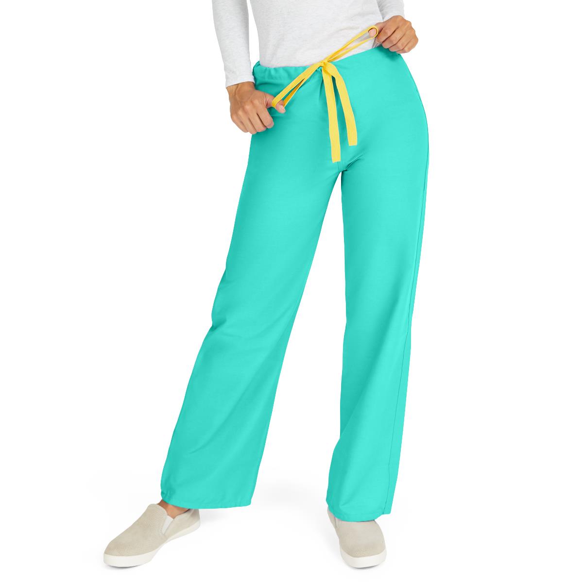 AngelStat Unisex Reversible Scrub Pants with Drawstring Waist, Jade, Size S, Color Code, 1 EA (M600NTJS-CM) Each