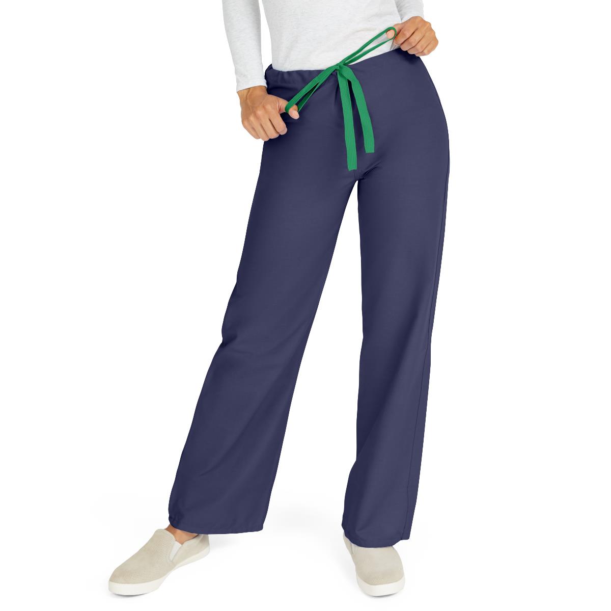 AngelStat Unisex Reversible Scrub Pants with Drawstring Waist, Navy, Size M, Color Code, 1 EA (M600NNTM-CM) Each