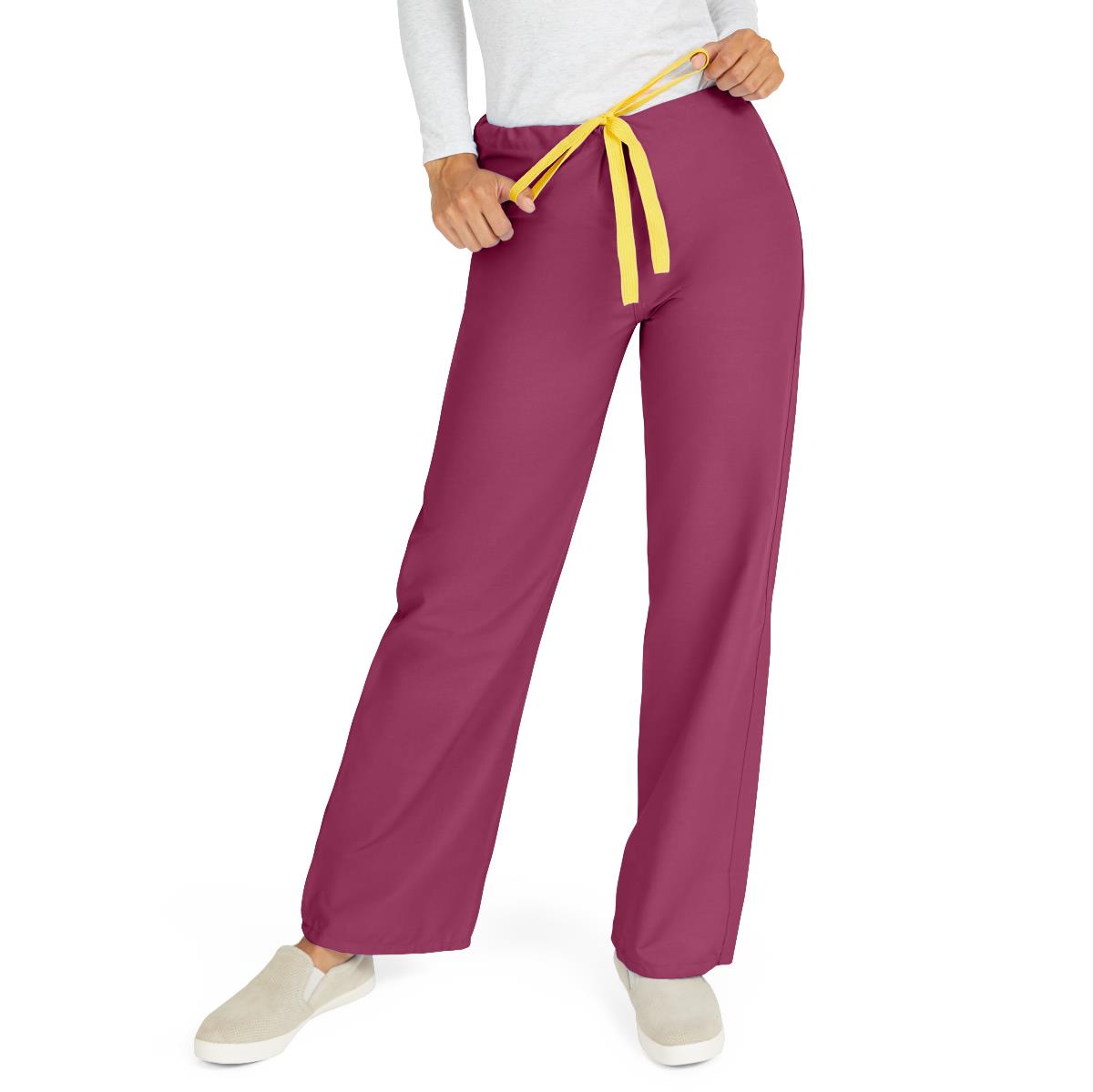 AngelStat Unisex Reversible Scrub Pants with Drawstring Waist, Raspberry, Size L, Color Code, 1 EA (600NTRL-CM) Each