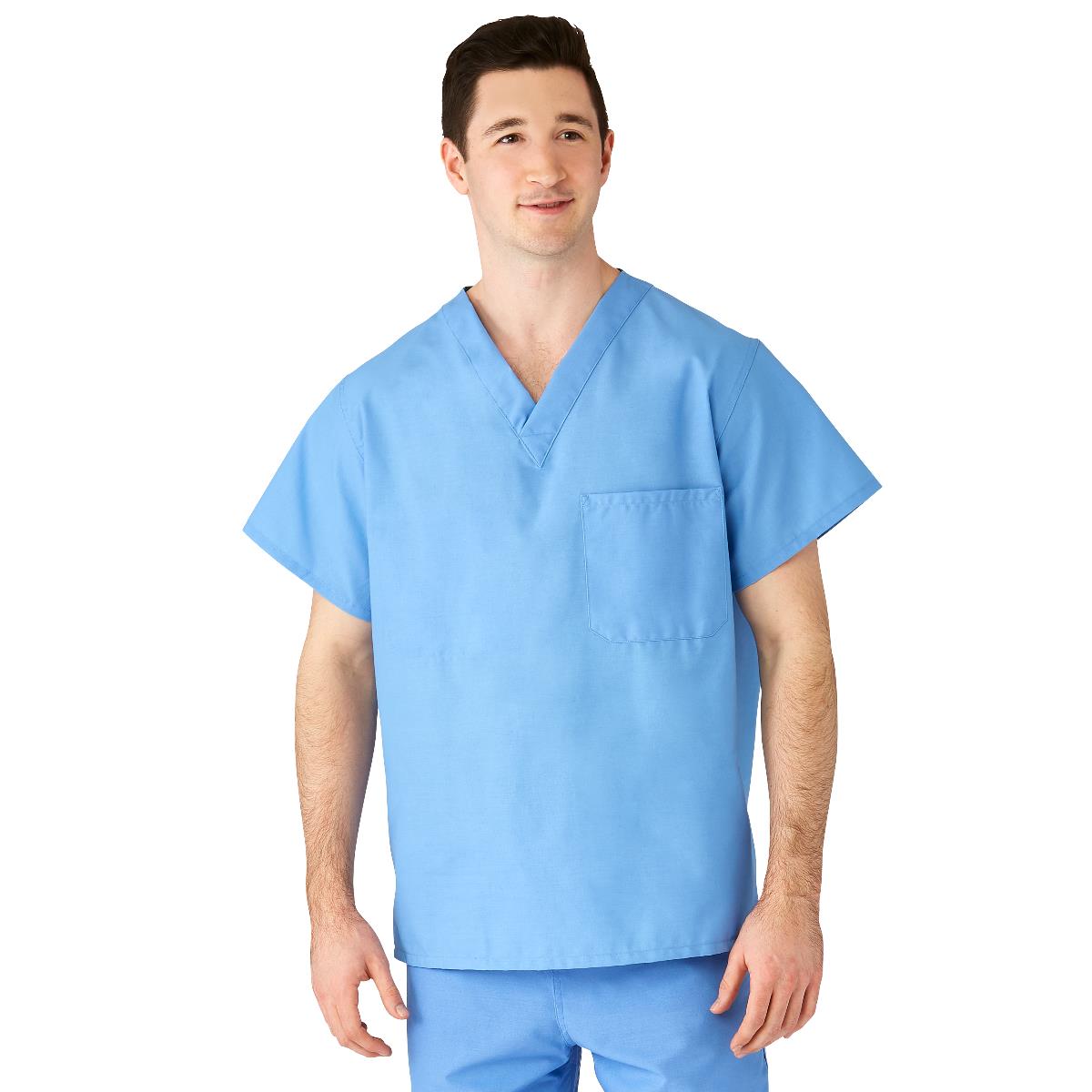 AngelStat Unisex Reversible V-Neck Scrub Top with 2 Pockets, Ceil Blue, Size XS, Color Coding, 1 EA (M610NTHXS-CM) Each