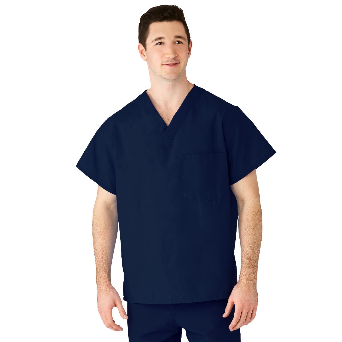 AngelStat Unisex Reversible V-Neck Scrub Top with 2 Pockets, Navy, Size XL, Angelica Color Code, 1 EA (M610NNTXL-CA) Each