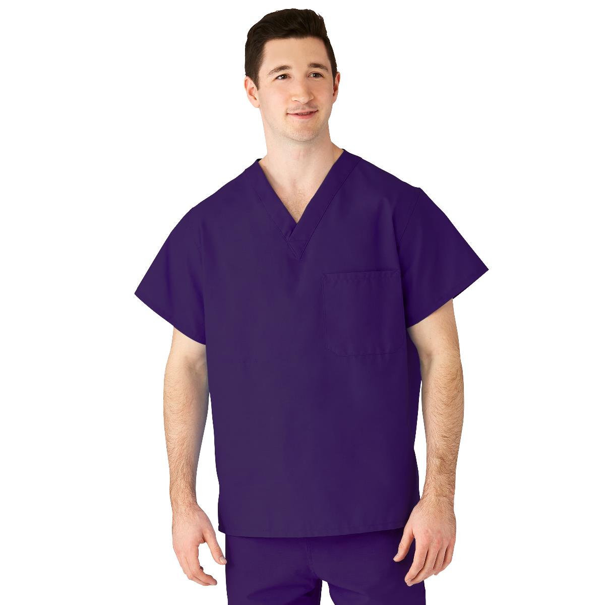 AngelStat Unisex Reversible V-Neck Scrub Top with 2 Pockets, Regal Purple, Size XS, Angelica Color Code, 1 EA (610NRPXS-CA) Each