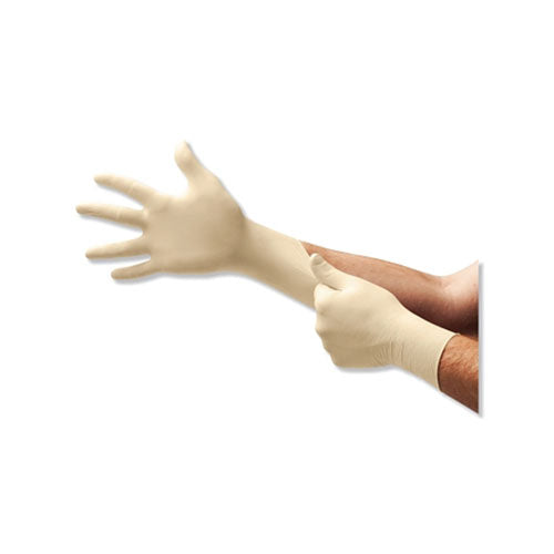 Ansell Diamond Grip MF-300 Latex Powder-Free Disposable Gloves, 6.3 mil Palm/7.9 mil Finger, Large, Natural (748-MF-300-L) 1 Box