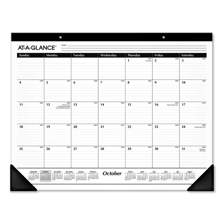 AT-A-GLANCE Academic Year Ruled Desk Pad, 21.75 x 17, White Sheets, Black Binding, Black Corners, 16-Month: Sept 2025 to Dec 2026 (AAGSK241600) Each