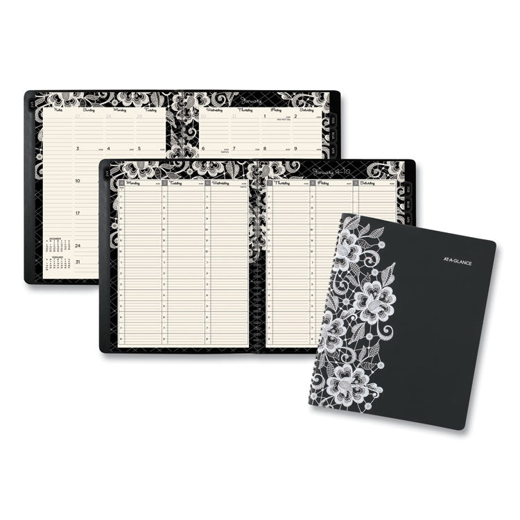 AT-A-GLANCE Lacey Weekly Block Format Professional Appointment Book, Lacey Artwork, 11 x 8.5, Black/White, 13-Month: Jan 2026 to Jan 2027 (AAG541905) Each